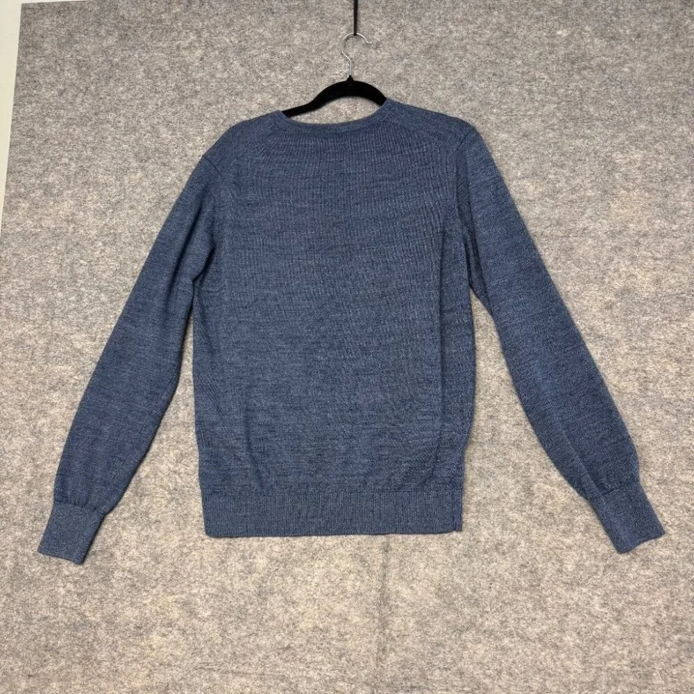 Bruun & Stengade Blue V-Neck Knit Pullover Wool Blend Sweater Men’s Size L